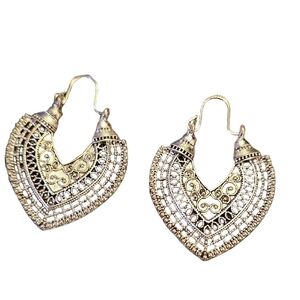 Silver Filigree Teardrop Bohemian Earrings